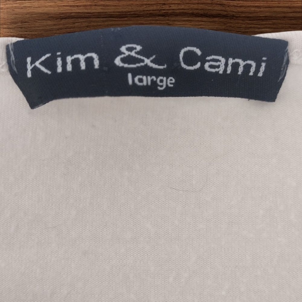 Kim & Cami Cream Ruched Top Size Large - Picture 4 of 4